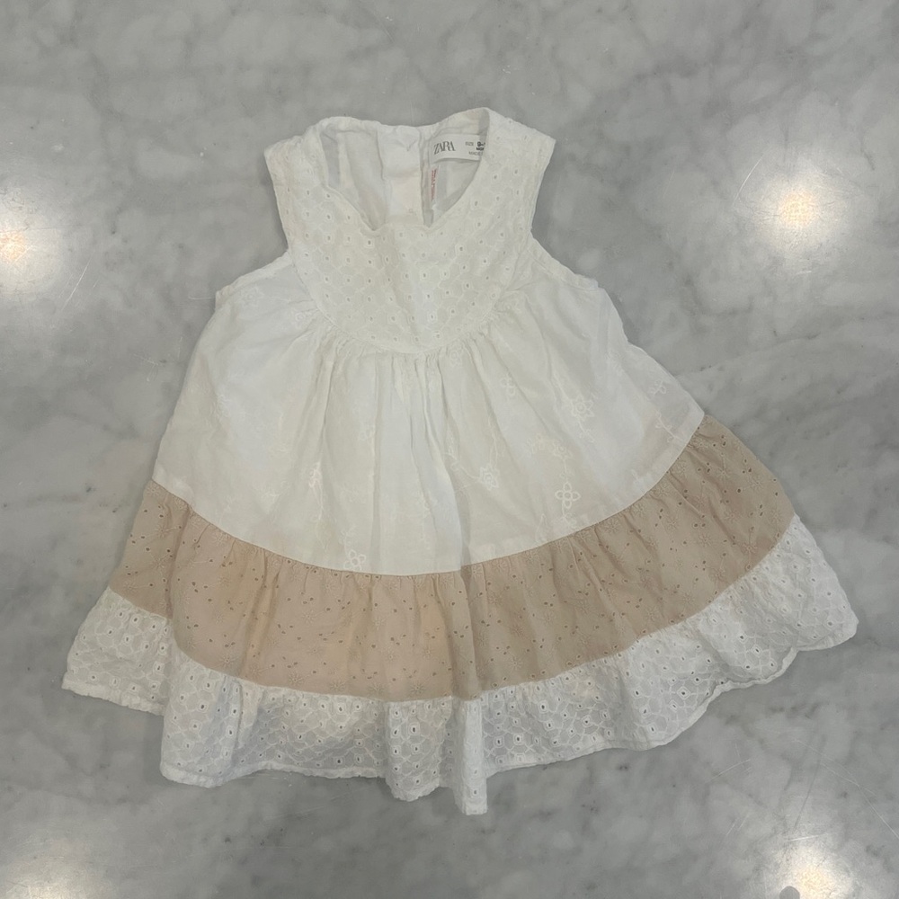 Zara White and Tan Kids/Baby  Dress
